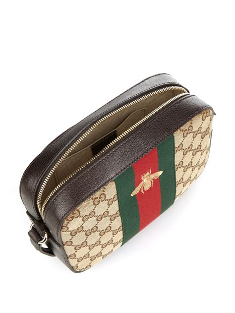 Gucci Line Gg Canvas And Leather Cross Body Bag In Brown Lyst