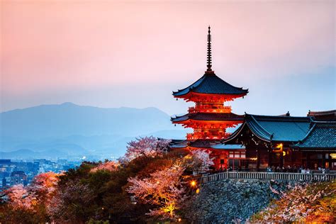 Kiyomizudera Temple At Dusk Kyoto Japan Royalty Free Image