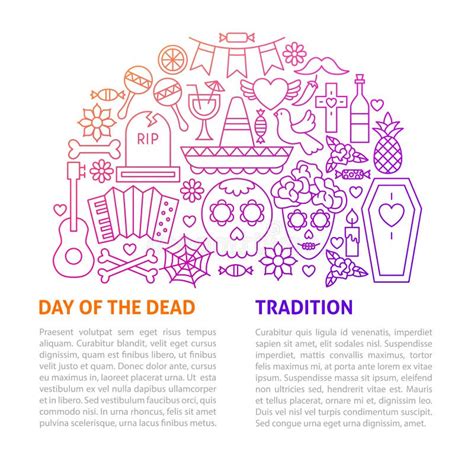 Day Of The Dead Line Template Stock Vector Illustration Of Carnival
