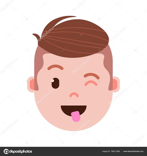 Boy Head Emoji Personage Icon With Facial Emotions Avatar Character