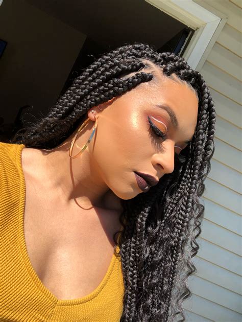 Bohemian Box Braids Braids Boxbraids Boxbraidswithcurls Braids Makeup Highlight