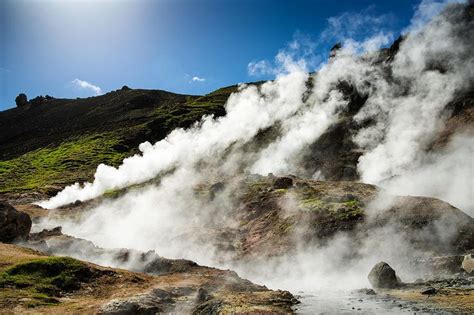 Steaming Hot Springs In The Reykjadalur Hengill Area In Iceland