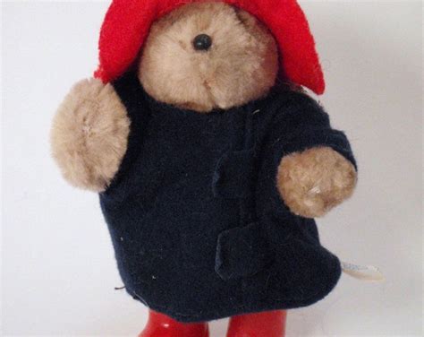 small poseable paddington bear with blue velvet raincoat and etsy