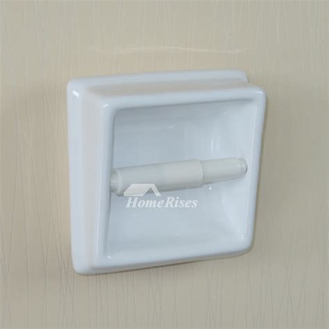 *venetian pink* full recessed toilet paper holder, fine glossy; Ceramic Toilet Paper Holder Recessed Square Shaped White