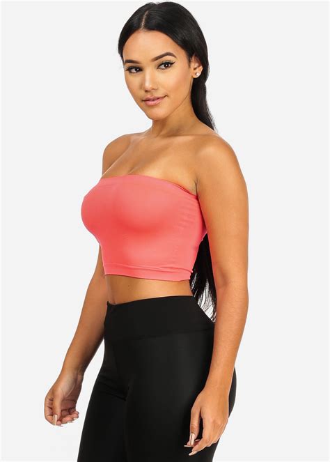 strapless women s coral tube top one size bra 1115 one size fits coral color tube top bra