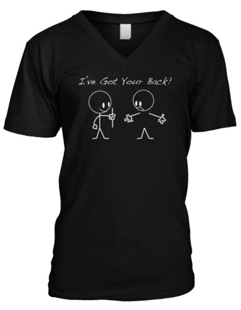 Ive Got Your Back Stick Figure Holding Back Funny Mens V Neck T Shirt Ebay