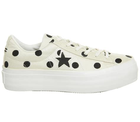 Converse One Star Platforms Egret Black White Polka Hers Trainers