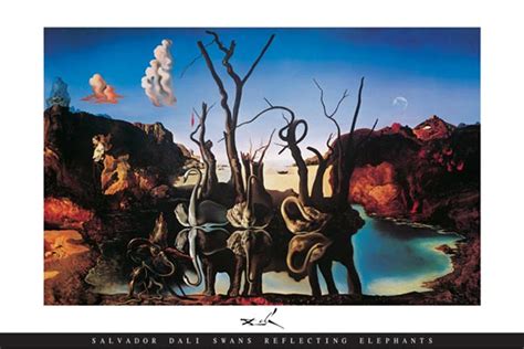 Salvador Dali Poster Swans Reflecting Elephants