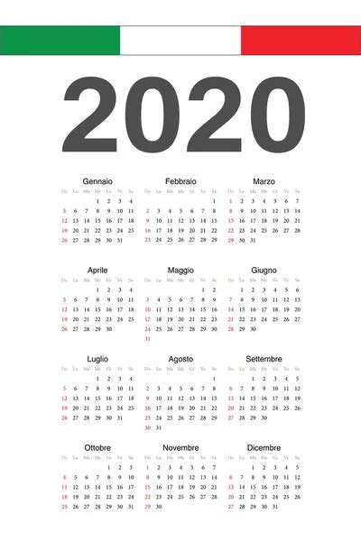 Set Of Italian 2020 2021 2022 Year Vector Calendars Stock Vector