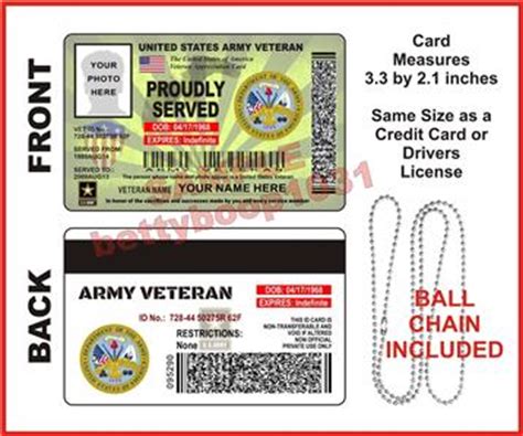 A veteran id card (vic) is a form of photo id issued by va to verify veteran status. ARMY Veteran (Appreciation) ID Card / Badge - Military - United States - USA Vet