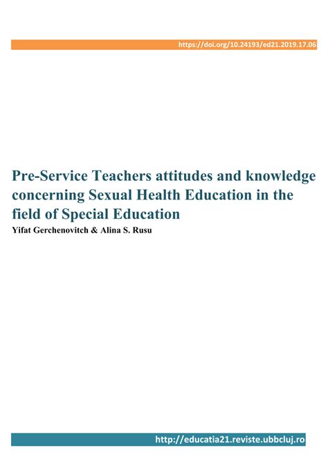 pdf pre service teachers attitudes and knowledge concerning sexual health education in the
