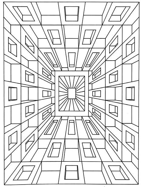 The op art is a style of art which makes use of optical illusions and other kinds of unusual optical effects. Op art jean larcher 1 - Optical Illusions (Op Art) Adult Coloring Pages