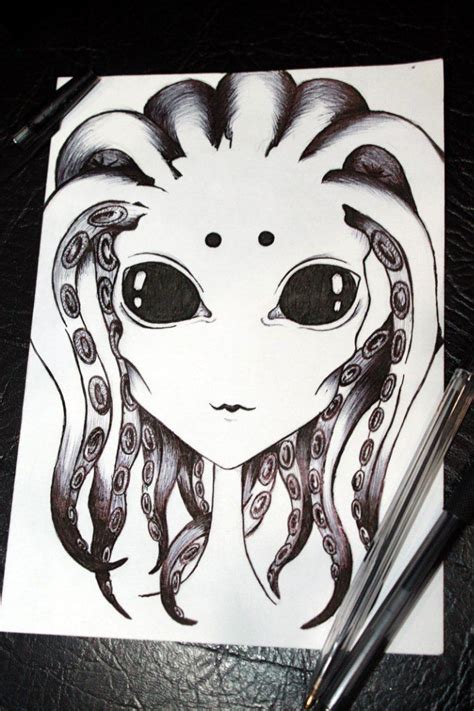 Tentakel Girl Alien Tentakel Girl Drawing Alien Drawings Drawings Trippy Drawings