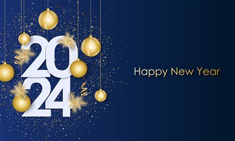 Vetores De Feliz Ano Novo 2024 Texto Dourado Elegante Com Balões E