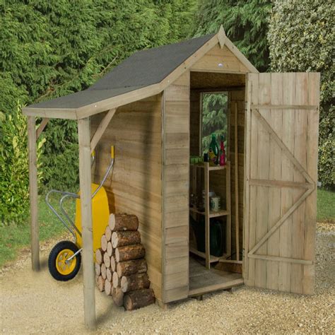Premium prefab garden shed kits at great prices from summerwood products. Forest Overlap Apex Shed Pressure Treated with Shelter 6x4 ...