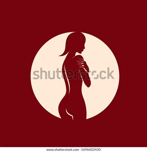 Sexy Beautiful Woman Silhouette Circular Emblemnude Stock Vector Royalty Free
