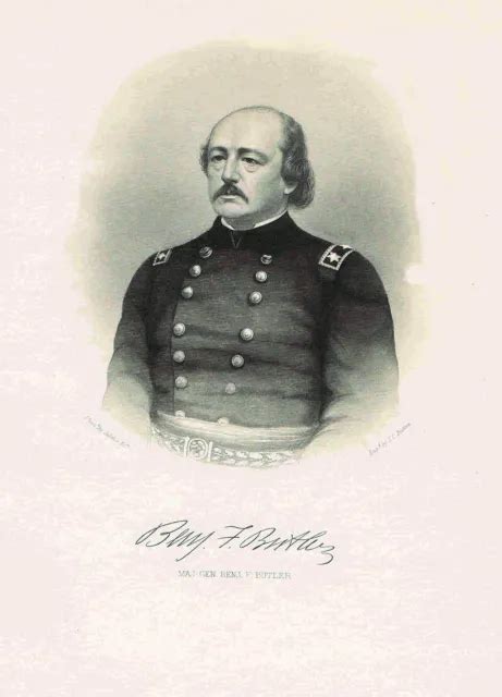 Civil War Major General Benjamin Franklin Butler Steel Engraved Print