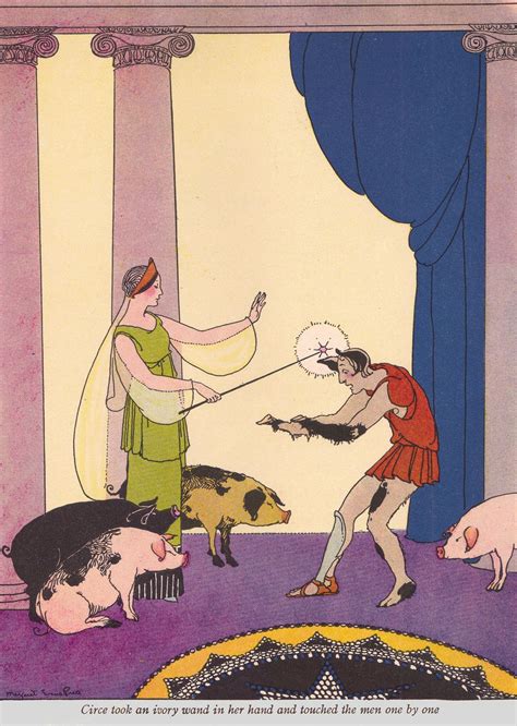 An Illustration Of Two Women And Pigs In Front Of A Stage