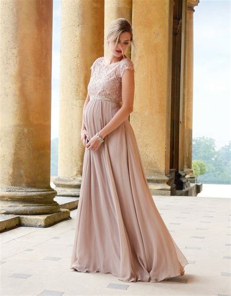 Blush Silk Eyelash Lace Maternity Gown Maternity Bridesmaid Dresses