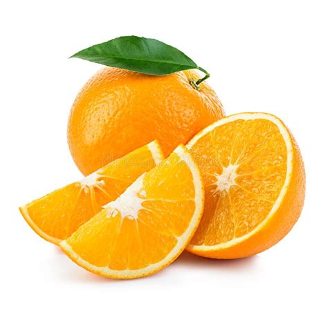 Orange Fruit Close Up Isolated On A White Background Stock Photo