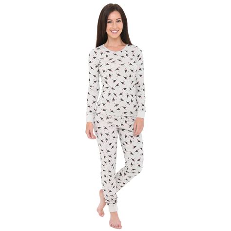 Womens Long Sleeve Printed Casual 2 Piece Pajama Set Animal Print