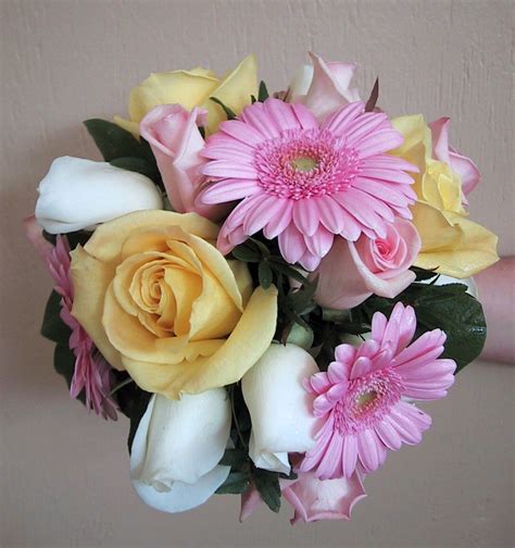 We handpick each flower bouquet and source only the highest quality silk flowers so you. Posy wedding bouquet with white cream and light pink roses ...