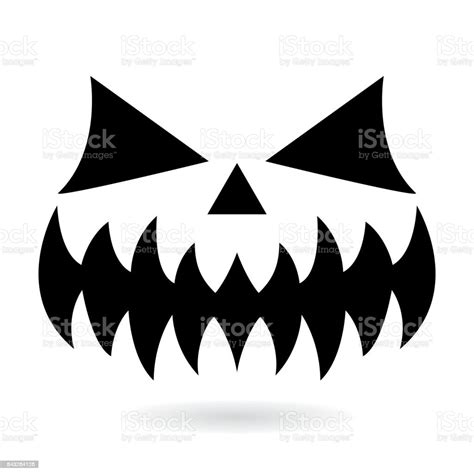 Scary Halloween Pumpkin Face Vector Design Ghost Or Monster Mouth Icon