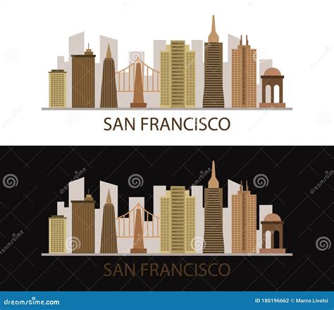 Icono De San Francisco Ilustrado En Vector Sobre Fondo Blanco Stock De