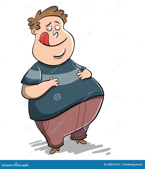 Fat Hungry Guy Getting Ready To Eat Stock Vector Illustration Of