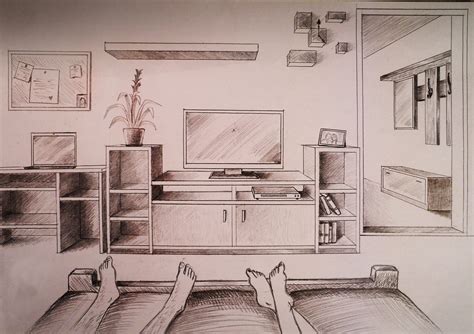 One Point Perspective Bedroom Drawing At Getdrawings Free Download