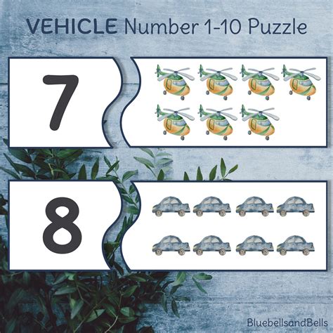 Vehicle Number Matching Printable Puzzle Transport Counting Etsy