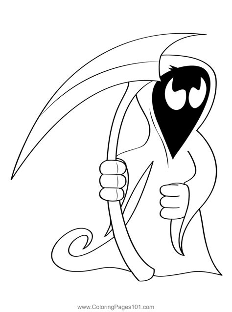 Grim Reaper Red Eyes Coloring Page For Kids Free Grim Reapers