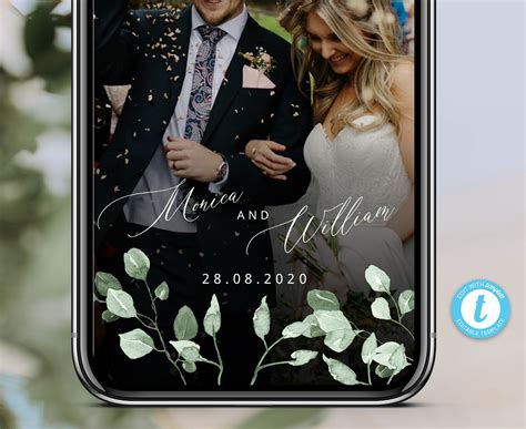 Greenery Wedding Snapchat Filter Eucalyptus Wedding - Etsy | Wedding
