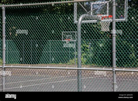 Old Basketball Court Surrounded By Lush Summer Woods Stock Photo Alamy