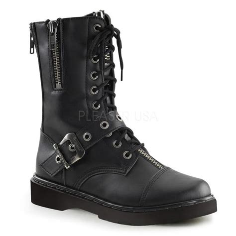 demonia defiant 206 black vegan leather goth punk combat boots