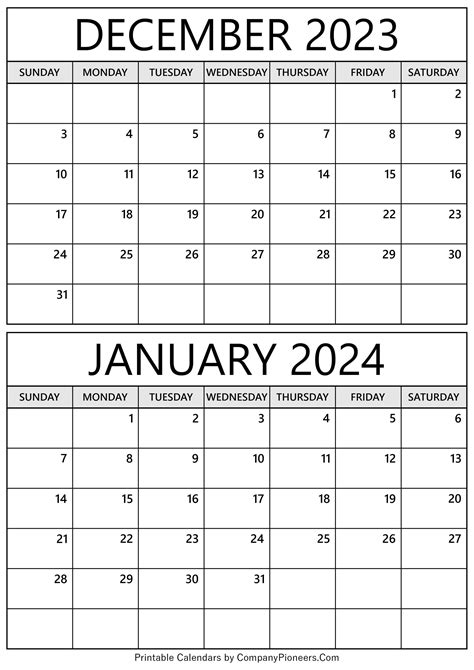 December January Calendar Printable Template Hot Sex Picture