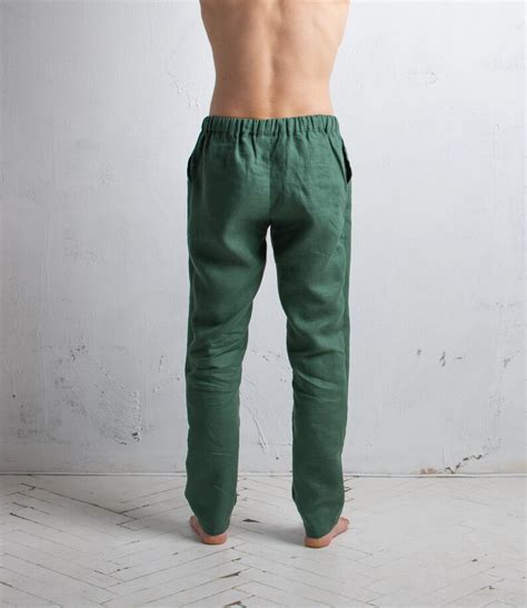 Linen Pants For Men Trousers With Drawstring And Elastic Etsy
