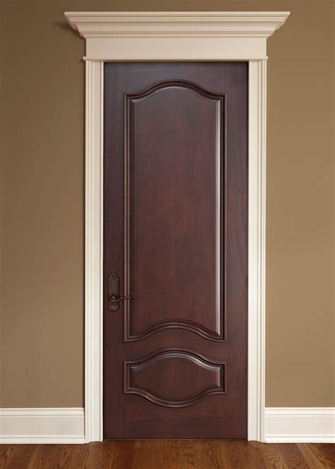 Interior Door Custom Single Solid Wood With Dark Mahogany Finish