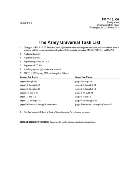 The Army Universal Task List Remove Old Pages Insert New Pages Pdf