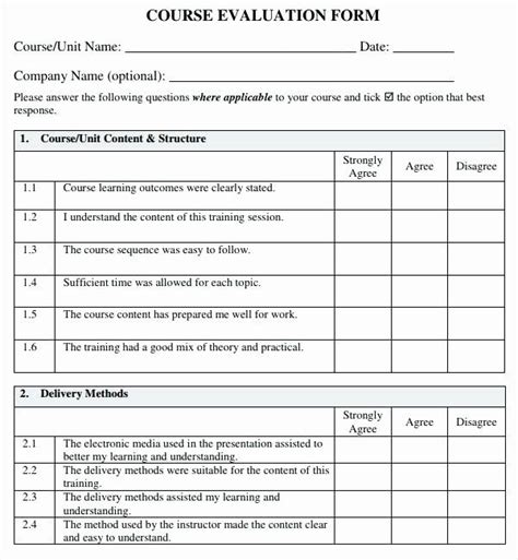 Course Evaluation Form Template Inspirational Post Training Survey