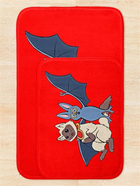 Cat And Bat Bath Mat For Sale By Scribbowls Redbubble