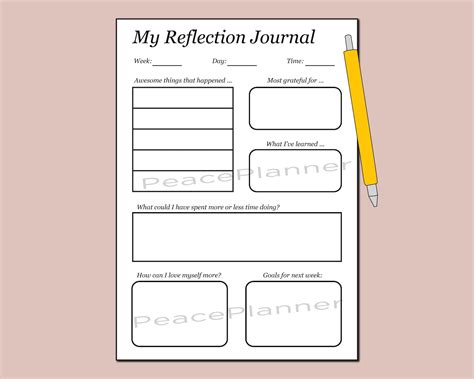 Reflection Journal Weekly Reflection Printable Pdf Mental Etsy