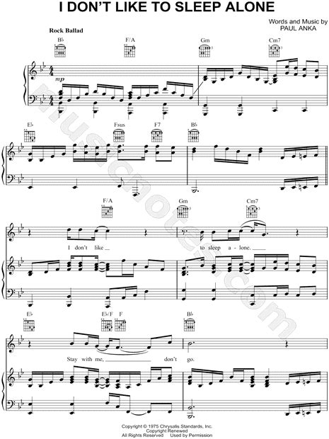g marry dme, em or let me live with amyou, c nothing's wdrong when love is rigght. Paul Anka "I Don't Like To Sleep Alone" Sheet Music in Bb ...