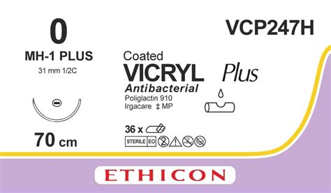 Vcp247h Coated Vicryl Plus Antibacterial Polyglactin 910 Suture
