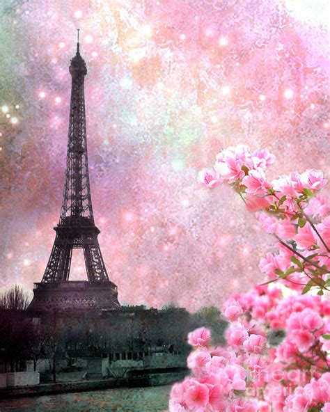 Paris Pink Dreamy Eiffel Tower Romantic Cherry Blossoms Paris Eiffel