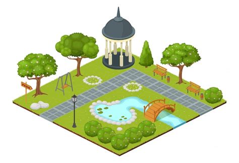 Premium Vector Isometric Park Illustration Cartoon 3d City Nature