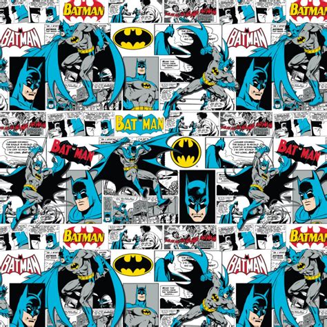 Batman Comic Strip 100 Cotton Print Fabric White And Blue Etsy Uk