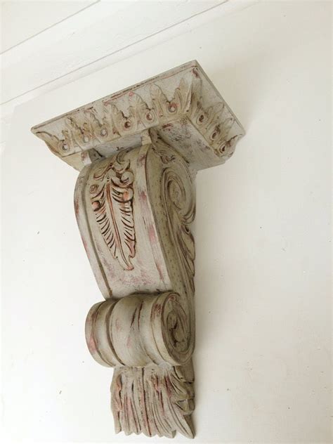 French Provincial Antique Wood Corbel Acanthus Leaf