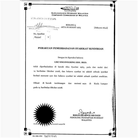 Unless you are doing a search on other company. Certificates | LMC Engineering Sdn. Bhd.