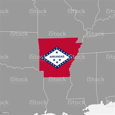 Arkansas State Map With Flag Vector Illustration Stock Illustration